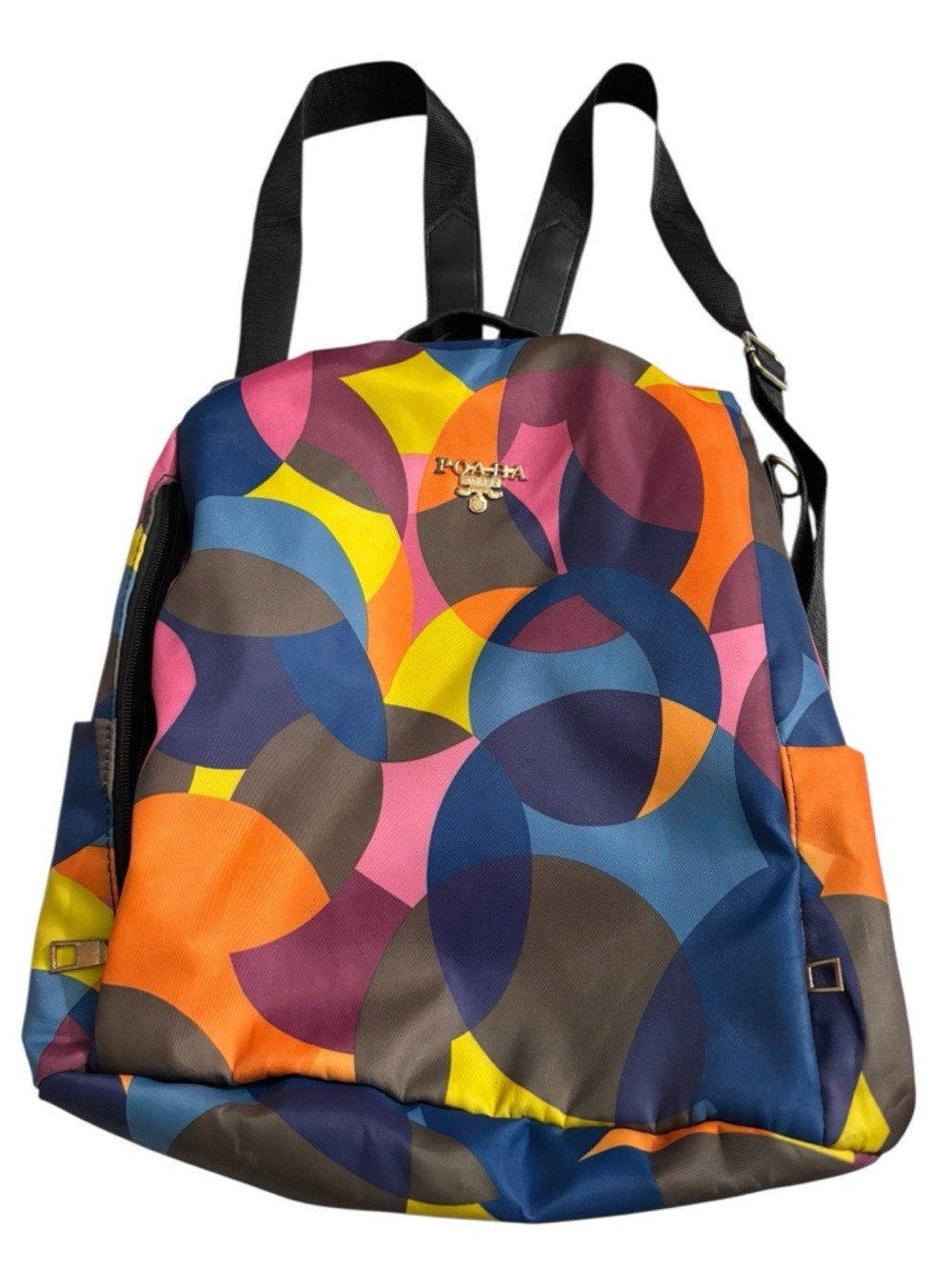 Poaba Multicolor Backpack. Adjustable Straps